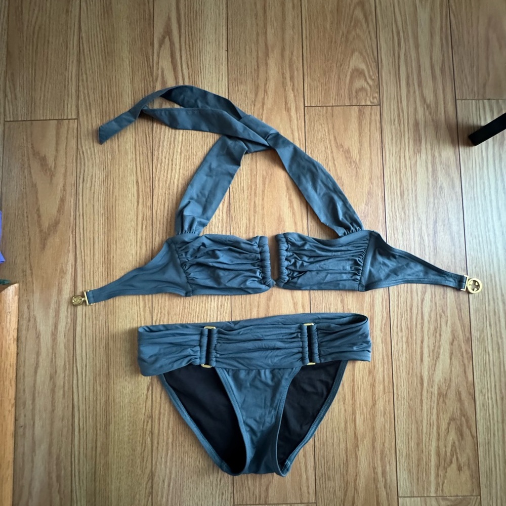 Victoria's Secret Slate Gray Ruched Halter Bikini